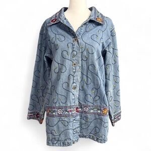 Vintage Denim & Co Embroidered Denim Jacket Small